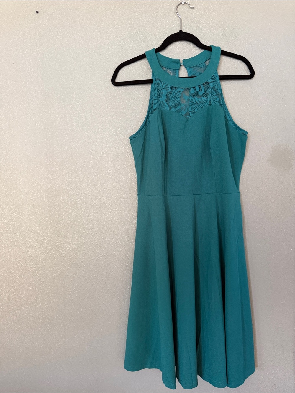 Teal Sleeveless Dress With Lace Details Size XL